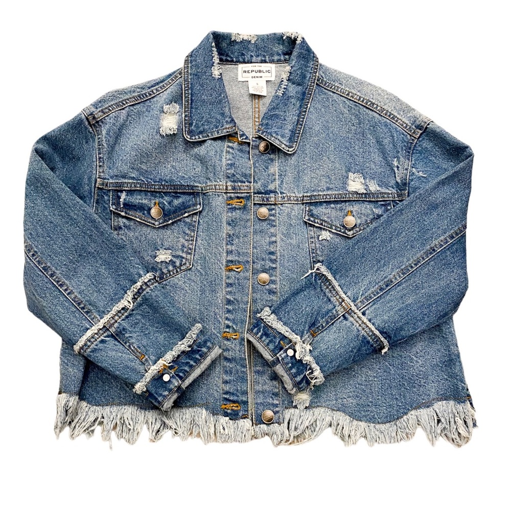 For The Republic Distressed Denim Jacket